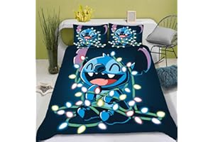 Doiicoon Lilo & Stitch, Bettwäsche-Set, 3D Anime Cartoon Kinder -Mikrofaser, Polycotton, Lilo Und Stitch Bettwäsche Für Jungen (7,135 x 200 cm-Einzelbett)