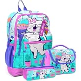 Coral High Kids Turkuaz Pembe Dondurmalı Kedi Desenli Okul Sırt &Ccedil;anta Seti 23751