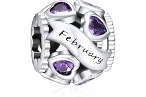 NINGAN Gennaio-dicembre Pietra natale in argento sterling 925 Perline vuote in oro rosa e argento Adatto per braccialetti da donna