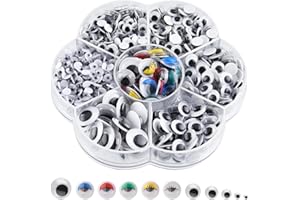 ASTARON 800Pcs 4mm-12mm Googly Eyes Self Adhesive Wiggle Eyes for Art Craft Supplies, School Projects, Doll Making and Scrapbooking,7 Size