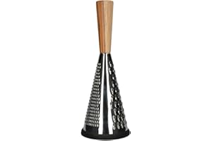 CREATIVE TOPS Masterclass Gourmet Cheese Large Vintage-Style Conical Cheese Grater with Wooden Handle, 13 x 13 x 33 cm (5" x 5" x 13"), Silver/Brown
