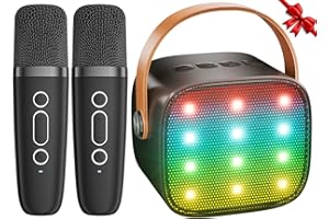 Ankuka Karaoke 2 Micrófonos Karaoke Infantil Bluetooth con Micrófono Inalámbrico Altavoz con Luces LED Regalo Niña Juguete Que Cambia de Voz Negro
