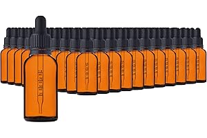 HandsUnity 30ml-110pz Bottiglia Pipetta Piccola Bottiglia di Vetro - set di Vasetti da Farmacia in Vetro Ambrato con Tappo Nero per Pipetta include 5pcs Accessori Bottiglie di Vetro Marrone