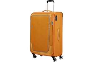 American Tourister Pulsonic - Spinner S, możliwość rozszerzenia bagażu podręcznego, Żółty (Sunset Yellow), Spinner L (81 cm - 122 L), Walizki i wózki