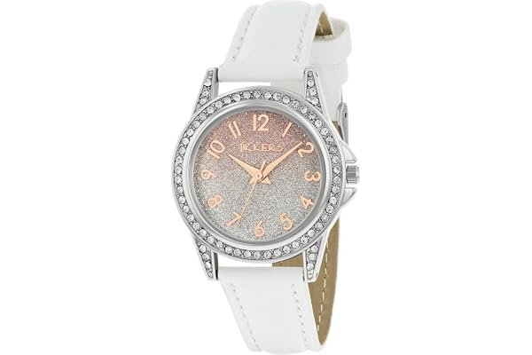 Tikkers Flickor analog kvartsur med polyuretanarmband TK0190 AMZ, vit, glittermode, Vit, Glittrigt läge