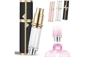 LOPHE Flacone Spray Profumo da Viaggio, 5 ML Dispenser di Profumo, Nebulizzatore per Profumo Ricaricabile in Pelle PU a Grana Incrociata, per Viaggi, Donne e Uomini (Nero)