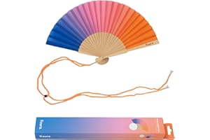 FISURA – Abanico original. Abanico de madera moderno y colorido. Ventilador de mano mini. Colgador incluido. Medidas: 34,5 cm x 23 cm