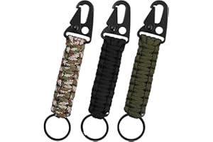 Cozlly Llavero de Paracord, 3 Piezas Paracord Llaveros con Mosquetón, Gancho Trenzado con Gancho para Llaves, Llavero de Cordón Trenzado para Camping Senderismo