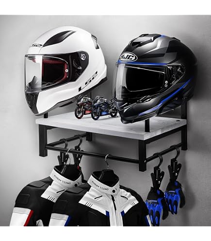 Support Casque Mural Bois & Acier - Porte-casque Moto, Vélo, Ski - Charge 40kg - Design Moderne