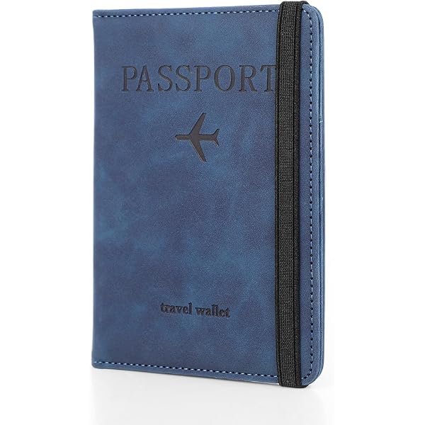 Porte-passeport En PU - Lot De 2 - Organisateur De Voyage Avec Rangement Cartes - Blanc Et Bleu