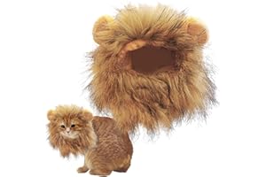 DITANPU Criniera per Gatto, Gatto E Cane di Piccola Taglia Costume da Gatto Fantasia Capelli di Leone per Halloween Natale, Costume di Halloween Gatto Cappello da Leone Copricapo Cane Cappello