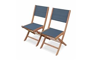 ALICE'S GARDEN sweeek - Silla de jardín Plegable de Madera, Set de 2, Almeria, Antracita, 50x58.7x89 cm