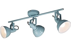Briloner Leuchten – lampa sufitowa, lampa sufitowa z 3 obrotowymi i wychylnymi punktami w stylu retro/vintage, oprawka: E14, maks. 40 W, metal, wymiary: 554 x 100 x 181 mm, kolor: miętowy biały