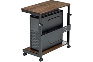 EUREKA ERGONOMIC Tour d'ordinateur de Bureau ATX, Support Tour PC, Support de Chariot Mobile réglable avec roulettes verrouillables, Support d'unité Centrale Mobile, Couleur Noyer