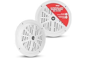 Pyle Altoparlanti Marini Doppio da 13,34 Centimetri, Speaker 2 Vie, Impermeabili, 100 Watt, Casse Audio con Cono in Polipropilene, 1 Paio