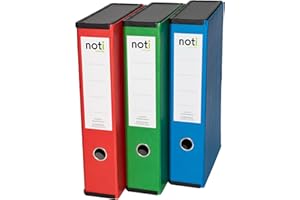NOTI Box File Lock Spring with Ring Pull and Catch, 75mm Spine, Foolscap Assorted Pack of 3