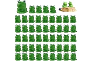 HIXIDELI 50Pcs Mini Resin Frog Figurines, Fairy Garden Miniature Moss Landscape, DIY Craft Accessories for Frog Cake Topper, Mini Garden Frog Ornaments, Miniature Frog Toys, Desktop Decorative Ornament