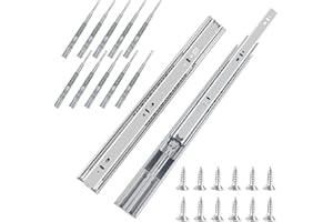 FCOUMY glissiere pour tiroir 6 paires (12pcs), 40cm Glissières de tiroir à fermeture automatique douce, extension complète avec glissières à roulement à billes, coulisse tiroir 45kg de capacité