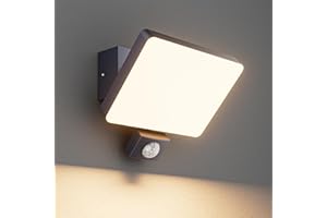 K-Bright 24W Luminaire exterieur avec detecteur de mouvement, Lumière extérieure angle d'éclairage réglable, 3000K lumière chaude Applique, IP65 Applique Murale(Anthracite)