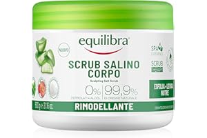 Equilibra Cuidado Corporal, Exfoliante Corporal a Base de Aloe Vera, Suaviza y Nutre la Piel, Mezcla de Sales Marinas con Efecto Antiretención de Agua, Aceites Naturales y Extractos Vegetales, 600 g