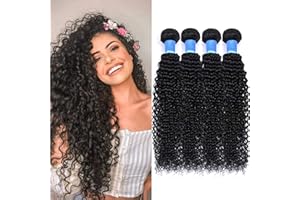 RICHAIR Curly Wave 4 Bundles, 18 Pollici, Curly Human Hair Bundles, Virgin Hair Bundles, Fasci di Capelli Umani Ricci Brasiliani, Capelli Umani Ricci Crespi, 50g/pacco (totale 200g)