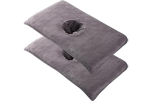 NASSMOSSE Massage Table Cover 2Pcs Soft Massage Bed Cover with Face Hole 16x32'' Reusable Spa Beauty Bed Cover Towel with Face Hole Massage Bed Sheet for Skin Care Dark Grey