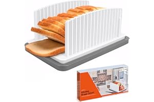 NADIAEN Handhold Bread Cutter Slicer,Bread Slicers for Homemade Bread,Adjustable Kitchen Bread Slicer Guide,Bread Slicer with Crumb Tray,Large Loaf Slicer Guide with Uniform Slices(White)