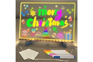 TOGETDREAM LED Note Board with 7 Colors Pen/Stand, Acrylic LED Writing Message Boards Light up Memo Acrylic Dry Erase Board Desktop Note Memo Illuminated Wordpad LEDs Message Boards for School Cafe Office