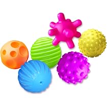 Lot De Balles Sensorielles Texturées Pour Bébé – Sans BPA, Phtalates, Latex – Multicolores, Dès 6 Mois, Couinement