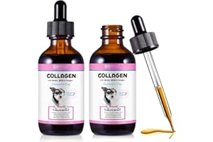 Onznoz Collagène pour Chiens Gouttes De 60Ml, Collagène Boost, Riche en Biotine, Aide À La Santé De La Peau, des Articulations Et De L'Appareil Digestif,Améliore L'Immunité (2pcs, Chiens2)