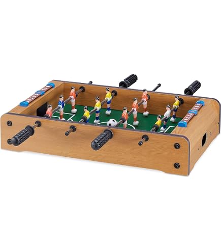 CHmiss Baby-foot Mini – Jeu De Table 41,5 Cm Avec 6 Balles – 4 Poignées, 2 Buts – Adulte/enfant – Cadeau Noël – Coordination œil-main