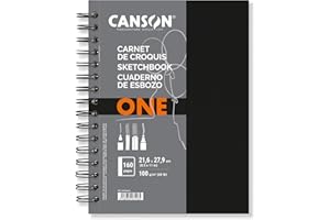 CANSON One - Carnet de croquis spiralé 160 pages - 21.6 x 27.9 cm - 100g/m²