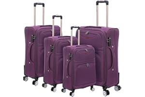 ARTREE Juego de Maletas de Viaje 4 Piezas,Maleta de Viaje expandible y Ligera, Maleta con 4 Ruedas giratorias y Cerradura de Seguridad,Giratoria 18" 20" 24" 28" (Morado)