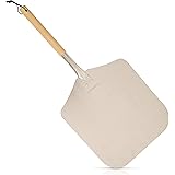 Premium Quality Pizza Paddle Peel with Removable Handle Aluminium Non Stick Blade 12"x12" - Strong Wooden Removable Handle - 