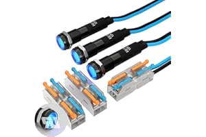 ‎FILN FILN 3 stücke 8mm (5/16 ") 12V LED kontrollleuchte wasserdichte pilot signallampe Meldeleuchte metalltafelleuchten(Schwarz eloxiert,blau3stück)