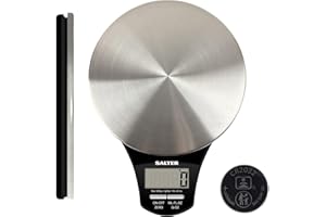 Salter 1035 SSBKDR Elektroniczna waga kuchenna ze stali nierdzewnej, dokładne ważenie do 5 kg, mierzy płyny i płyny, funkcja dodawania i ważenia, Funkcja Aquatronic, ekran z łatwym podglądem, czarny