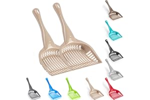 PLASTIFIC Pack of 2 Cat Litter Scoop with Holder Durable Large Cat Poop Scoop Easy to Clean Poop Scoop with Long Solid Handle Pet Poop Cleaning Tool (Taupe - Scoop Only)