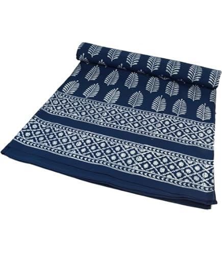 GURU SHOP Blockdruck Tagesdecke 150x200 Cm - Handgearbeiteter Baumwoll Überwurf