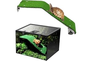 Haokaini Plataforma para Tomar El Sol de Tortuga Escalera de Rampa de Tortuga con Ventosas Agua del Tanque de Peces Césped Verde Realista Terraza de Descanso Subida Muelle de Descanso para