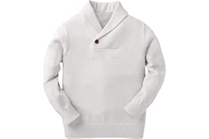 Feziakuk Maglione da ragazzo con collo sciallato, in tinta unita, per bambini, autunno, inverno, a maniche lunghe