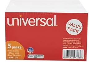 UNIVERSAL Ruled Index Cards, 3 x 5, White, 500/Pack