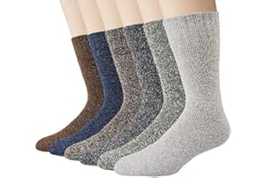 Justay Męskie skarpety wełnowe, norweskie skarpety z wełną, kolorowe skarpety męskie, grube, ciepłe, termiczne, skarpety zimowe, skarpety z dzianiny, 5/6 par, 38-45, bawełniane skarpety na Boże Narodzenie dla mężczyzn