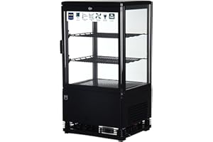 METRO Professional Vetrina refrigerata GGC2058B, 42,8 x 38,6 x 81 cm, 58 L, 2 ripiani regolabili, illuminazione a LED, nero