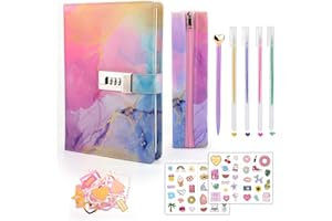 Youerls Tagebuch mit Schloss Weihnachten Mädchen Geschenke 7 8 9 10 11 12 13 Jahre, Tagebuch mit Code, Notizbuch Geschenk Mädchen Teenager alter 6-14, Einschulung Mädchen Mäppchen Stift Aufkleber