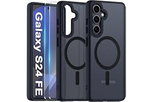COPIKE Funda Magnética para Samsung Galaxy S24 FE 5G con 2 Protector Cristal Templado, Carcasa Antigolpes Antihuellas Translúcida Respaldo, Mate Negro