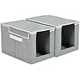 Kuber Industries Non-Woven Cloth Stacker Wardrobe Organizer/Bin With Carrying Handle & Lid- Pack of 2 (Grey)-HS43KUBMART26882