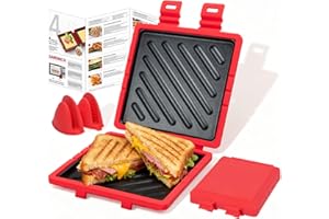AHJ Microwave Toastie Sandwich Maker, Microwave Toastie Maker with Removable Non-Stick Plates, Quick Cooking and Easy Cleaning，Breakfast Sandwich Maker Perfect for Sandwiches, Paninis, and Fried Eggs