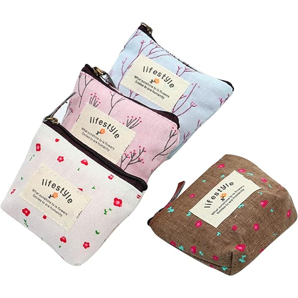 4 Portamonete Piccoli In Tela Con Cerniera - Mini Borsellini Per Donna E Bambini, Multicolore, 9.5x9.5 Cm - Foto 5