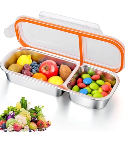 6-Pack Reusable Snack Containers With Lids - 2-Compartment Bento-Style Boxes For On-the-Go