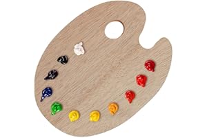 YHIJSR Tavolozza di Vernice in Legno Con Foro per Il Pollice - per Acquerelli, Acrilici e Colori ad Olio, 30X20CM